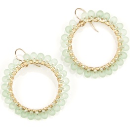 Long Magatama Flower Petal Hoops in Matte Seafoam Green