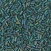 BGL1-156FR:  HALF PACK 3mm Miyuki Bugle Bead Matte Transparent Dark Emerald AB approx 125 grams - BGL1-156FR_1/2pk