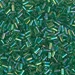 BGL1-179:  HALF PACK 3mm Miyuki Bugle Bead Transparent Green AB approx 125 grams - BGL1-179_1/2pk