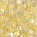 SB-273:  HALF PACK Miyuki 4mm Square Bead Light Yellow Lined Crystal AB approx 125 grams - SB-273_1/2pk
