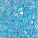 SB-278:  HALF PACK Miyuki 4mm Square Bead Aqua Lined Crystal AB approx 125 grams - SB-278_1/2pk