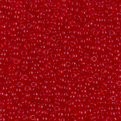 11-141SF:  11/0 Semi-Frosted Transparent Ruby Miyuki Seed Bead 