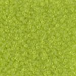 15-143F:  15/0 Matte Transparent Chartreuse Miyuki Seed Bead 