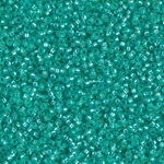 15-572:  15/0 Dyed Aqua Green Silverlined Alabaster Miyuki Seed Bead 