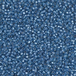 15-648:  15/0 Dyed Denim Blue Silverlined Alabaster Miyuki Seed Bead 