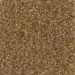 15-955:  15/0 24kt Gold Lined Pale Gray Miyuki Seed Bead 