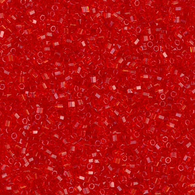 15C-140:  15/0 Cut  Transparent Red Orange Miyuki Seed Bead 