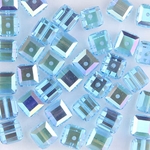 282-160-AQAB:  6mm Aqua AB Swarovski Crystal Cube (12 pcs) 