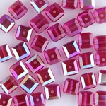 282-160-FUCHAB:  6mm Fuchsia AB Swarovski Crystal Cube (12 pcs) 
