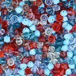 284-MIX-27:  5301 4mm bicone Crystal Turquoise & Coral Mix (70 pcs) 