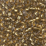 6-955:  6/0 24kt Gold Lined Pale Gray Miyuki Seed Bead 