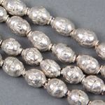 AFR-010:  8 x 12mm Silver Tone Ethiopian Prayer Beads 28-inch strand (approx 60 pcs) 