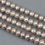 AFR-013:  6mm Silver Tone Round Beads Ethiopia 30-inch strand (approx 130 pcs) 