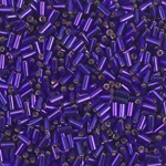 BGL1-1427:  3mm Miyuki Bugle Bead Dyed Silverlined Dark Violet 