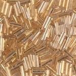 BGL2-195H:  6mm Miyuki Bugle Bead 24kt Gold Lined Crystal Hex Cut 