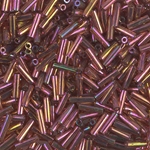 BGL2-301:  6mm Miyuki Bugle Bead Dark Topaz Rainbow Gold Luster 