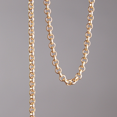 Rolo Chain with Diamond Cut Accents, Light Gold-tone Finish - 3/8 inch  (9mm) Wide Luxury Chain Strap - Handle to Crossbody Lengths