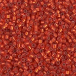 DBM0683:  Dyed Semi-Frosted Silverlined Red Orange 10/0 Miyuki Delica Bead 
