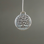 MET-00012: 24mm Silver Plated Etched Tree of Life Charm 