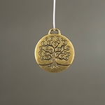 MET-00013: 24mm Gold Plated Etched Tree of Life Charm 