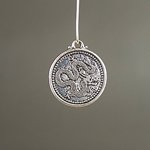 MET-00016: 24mm Silver Plated Dragon Coin Charm 