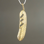 MET-00050: 10 x 50mm Matte Gold Textured Feather Pendant 
