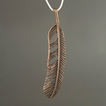 MET-00051: 10 X 50mm Antique Copper Textured Feather Pendant 