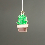 MET-00088: 28 x 15mm Gold Plated Enameled Cactus Charm w/ Brown Pot 