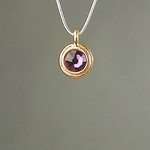 MET-00166: 12mm Gold Plated Crystal Birthstone Pendant - February 