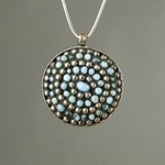 MET-00172: 25mm Antique Silver Turquoise Pendant 