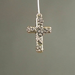 MET-00222: 27mm Gold Plated Floral Cross Charm 