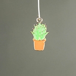 MET-00264: 23mm Gold Plated Enameled Potted Plant Charm 