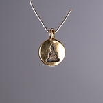 MET-00529: 16 x 12mm Antique Gold Buddha Coin Charm 