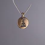 MET-00530: 16 x 12mm Antique Brass Buddha Coin Charm 