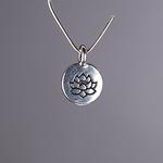 MET-00532: 16 x 12mm Antique Silver Lotus Coin Charm 