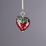 MET-00559: 20 x 14mm Antique Silver Enameled 3D Strawberry Charm 