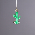 MET-00562: 20 x 9mm Gold Plated Enameled Green Cactus Charm 