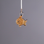 MET-00567: 16 x 11mm Enameled Transparent Orange Fish Charm 