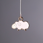 MET-00632: 19 x 15mm Rose Gold Plated Enameled Pink Sheep Charm 