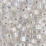 SB-1001:  Miyuki 4mm Square Bead Silverlined Crystal AB 