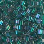 SB-1017:  Miyuki 4mm Square Bead Silverlined Emerald AB 