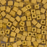 SB-1233:  Miyuki 4mm Square Bead Matte Opaque Mustard 