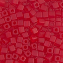 SB-141F:  Miyuki 4mm Square Bead Matte Transparent Ruby 