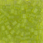 SB-143F:  Miyuki 4mm Square Bead Matte Transparent Chartreuse 