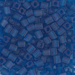 SB-149F:  Miyuki 4mm Square Bead Matte Transparent Capri Blue 