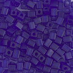 SB-151F:  Miyuki 4mm Square Bead Matte Transparent Cobalt 