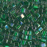 SB-179:  Miyuki 4mm Square Bead Transparent Green AB 