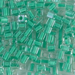 SB-219:  Miyuki 4mm Square Bead Dark Mint Green Lined Crystal 