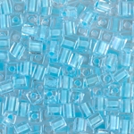 SB-220:  Miyuki 4mm Square Bead Aqua Mist Lined Crystal 
