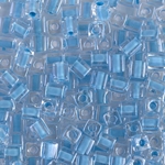 SB-221:  Miyuki 4mm Square Bead Sky Blue Lined Crystal 